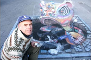Julian Beever: Ilusiones ópticas frente al Obelisco