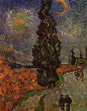 Camino con ciprés bajo cielo estrellado, de Vincent Van Gogh