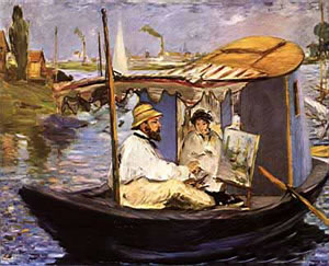 Claude Monet con su esposa en su estudio flotante, de Edouard Manet