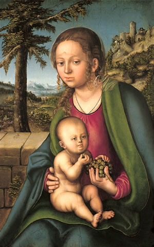 La Virgen y el Niño con un racimo de uvas, de Lucas  Cranach